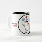 Yeti Love Kerstmis Tweekleurige Koffiemok (Voorkant links)