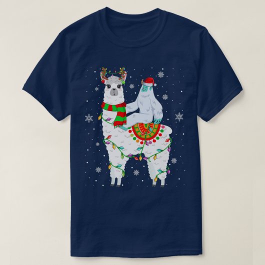 Yeti Lover Xmas licht Santa Yati Riding Llama Chr T-shirt (Design voorkant)