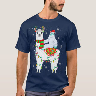 Yeti Lover Xmas licht Santa Yati Riding Llama Chr T-shirt