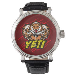 Yeti Mannen  zwart lederen horloge