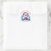 Yeti met cadeau – niet openen vierkante sticker (Tas)