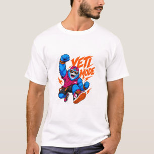 Yeti Mode Blauwe Monster Grafische Heren T-Shirt