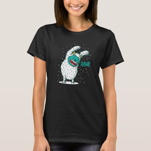 Yeti-monsters schrikken in de sneeuw t-shirt (Voorkant)