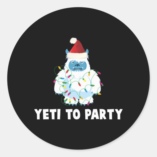 Yeti naar feestje voor Yeti Ronde Sticker (Voorkant)