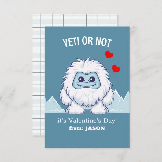 "Yeti of niet" Classroom Valentijn Note Kaart Notitiekaartje (Voorkant / Achterkant)