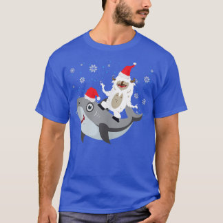 Yeti om te feesten haai kerstman hoed Kerstmis pyj T-shirt