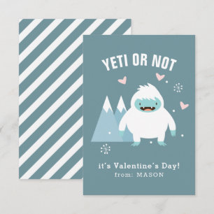"Yeti or not" Classroom Valentijn Notitiekaartje