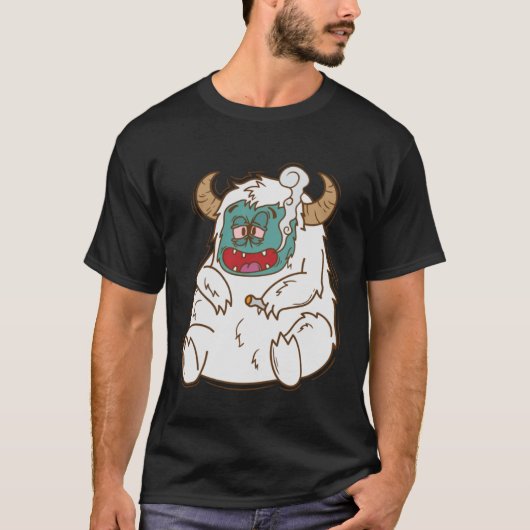 Yeti roken Sneeuwman Creature Voetafdrukken Pullov T-shirt (Voorkant)