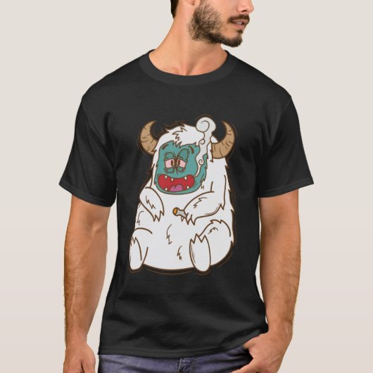 Yeti roken Sneeuwman Creature Voetafdrukken Pullov T-shirt (Voorkant)