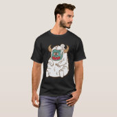 Yeti roken Sneeuwman Creature Voetafdrukken Pullov T-shirt (Voorkant volledig)
