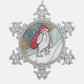 Yeti Santa Tin Sneeuwvlok Ornament (Voorkant)