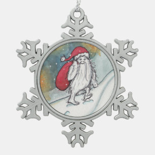 Yeti Santa Tin Sneeuwvlok Ornament