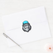Yeti Sasquatch Bigfoot grijs opa karakter Ronde Sticker (Envelop)