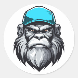 Yeti Sasquatch Bigfoot grijs opa karakter Ronde Sticker