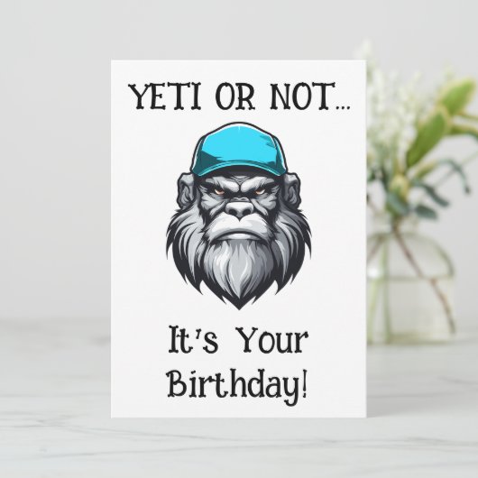 Yeti Sasquatch Bigfoot Opa Karakter Feestdagenkaart (Staand voorkant)