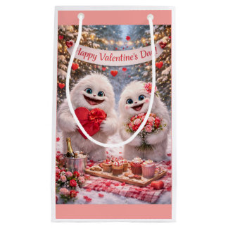 Yeti Sasquatch Couple Valentine's Day Gift Bag Klein Cadeauzakje
