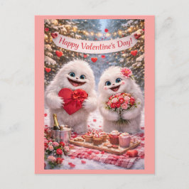 Yeti Sasquatch Couple Valentine's Day Postcard Briefkaart