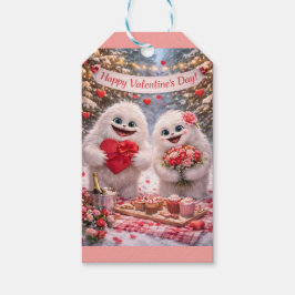 Yeti Sasquatch Koppel Valentijnsdag Gift Tag Cadeaulabel