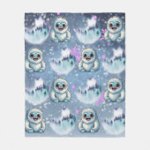 Yeti Sitting Kawaii Sneeuwvlokken patroon Fleece Deken (Voorkant)