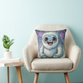 Yeti Sitting Kawaii Snowflakes Afdrukken Kussen (Stoel)