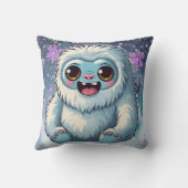 Yeti Sitting Kawaii Snowflakes Afdrukken Kussen (Achterkant)