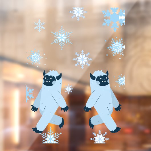 Yeti & Snowflakes Kerstvenster Decals (Vel 2)