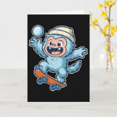 Yeti Snowll Skateboard Fun  Kaart (Gele Bloem)