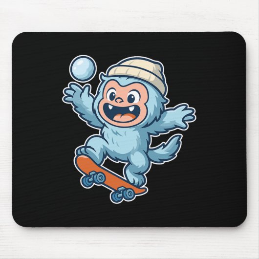 Yeti Snowll Skateboard Fun  Muismat (Voorkant)