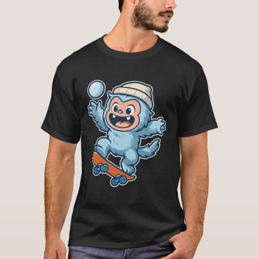 Yeti Snowll Skateboard Fun  T-shirt (Voorkant)