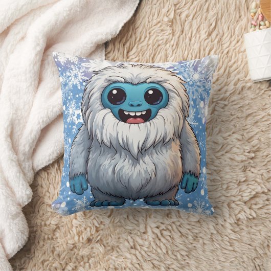 Yeti Staande Schattigee Kawaii Sneeuwvlokken Kussen (Deken)