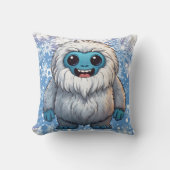 Yeti Staande Schattigee Kawaii Sneeuwvlokken Kussen (Voorkant)