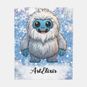 Yeti Staande Schattigee Kawaii Sneeuwvlokken Print Fleece Deken (Voorkant)