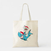 Yeti to party Shark Santa Hat Kerstmis Pajama Xma Tote Bag (Achterkant)
