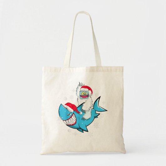 Yeti to party Shark Santa Hat Kerstmis Pajama Xma Tote Bag (Voorkant)