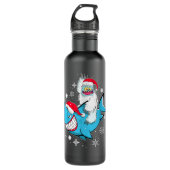 Yeti to party Shark Santa Hat Kerstmis Pajama Xma Waterfles (Voorkant)