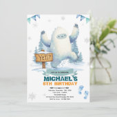 Yeti verjaardagsfeest uitnodiging (Staand voorkant)