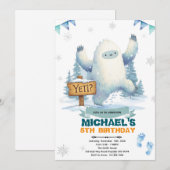 Yeti verjaardagsfeest uitnodiging (Voorkant / Achterkant)