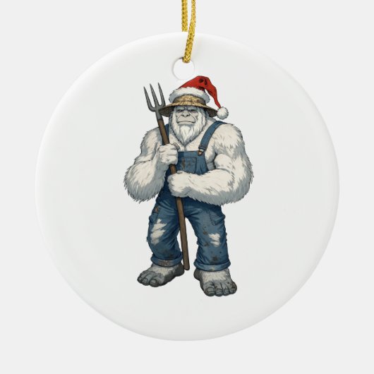 Yeti Verschrikkelijke Sneeuwman Boer Grappige Vaka Keramisch Ornament (Voorkant)