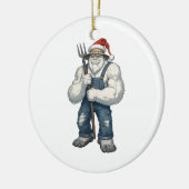 Yeti Verschrikkelijke Sneeuwman Boer Grappige Vaka Keramisch Ornament (Links)