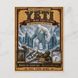 Yeti, Vintage Circus Monster Briefkaart