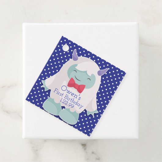 Yeti voor gevierde jongens Abominable Snowman Birt Bedankjes Labels (In situ)