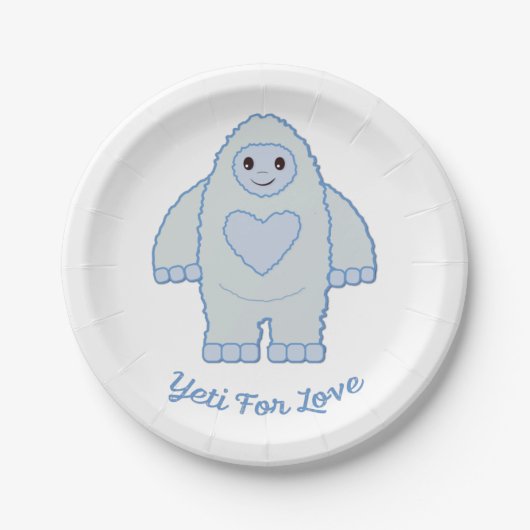 Yeti voor liefde papieren bordje (Voorkant)