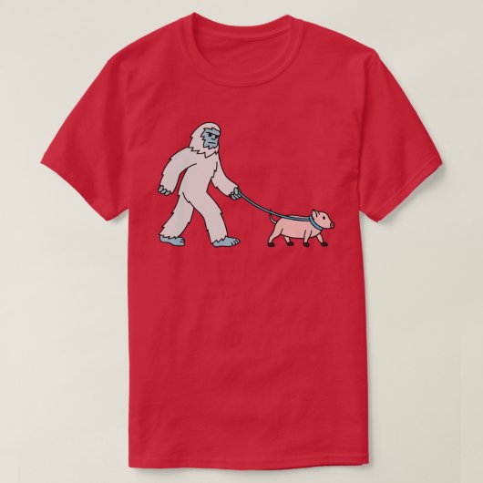 Yeti Walking Mini Pig Cryptozoology Pet Premium  T-shirt (Design voorkant)