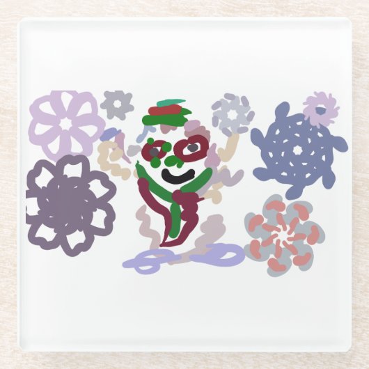 Yeti winter rock glazen onderzetter (Voorkant)