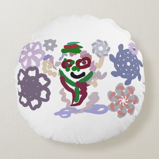 Yeti winter rock rond kussen (Voorkant)