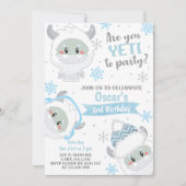 Yeti winterjongen verjaardagsuitnodiging, Yeti uit Kaart (Voorkant)