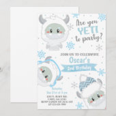 Yeti winterjongen verjaardagsuitnodiging, Yeti uit Kaart (Voorkant / Achterkant)