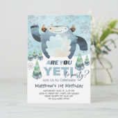 Yeti winterjongen verjaardagsuitnodiging, Yeti uit Kaart (Staand voorkant)