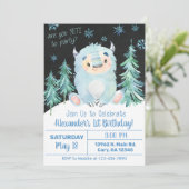 Yeti winterjongen verjaardagsuitnodiging, Yeti uit Kaart (Staand voorkant)