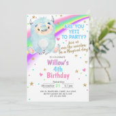 Yeti wintermeisje verjaardagsuitnodiging, Yeti uit Kaart (Staand voorkant)